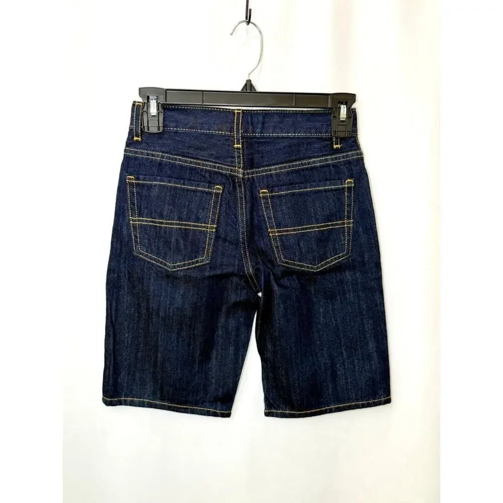 The Childrens Place Boys Denim Shorts Size 8 Dark Wash Blue Cotton Adjustable